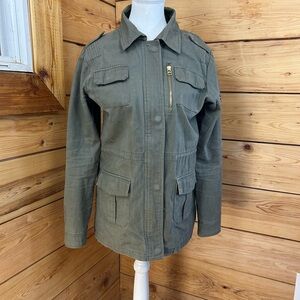 Vintage Urb Olive Green Utility Army Jacket Womens Medium Army Coat Field Brazil